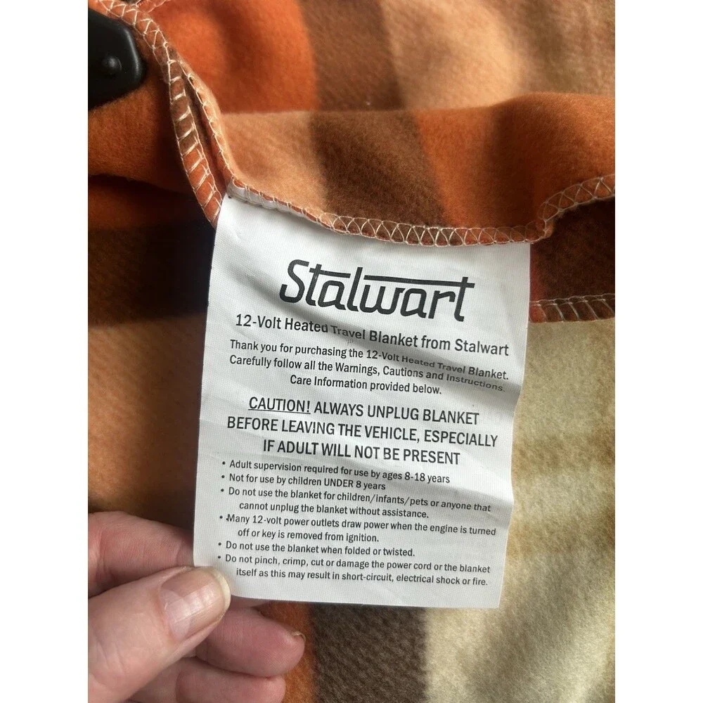Stalwart 12V Heated Travel Blanket Car Truck Plaid Fall Autumn Colors Case NWOT